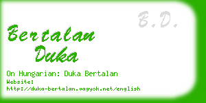 bertalan duka business card